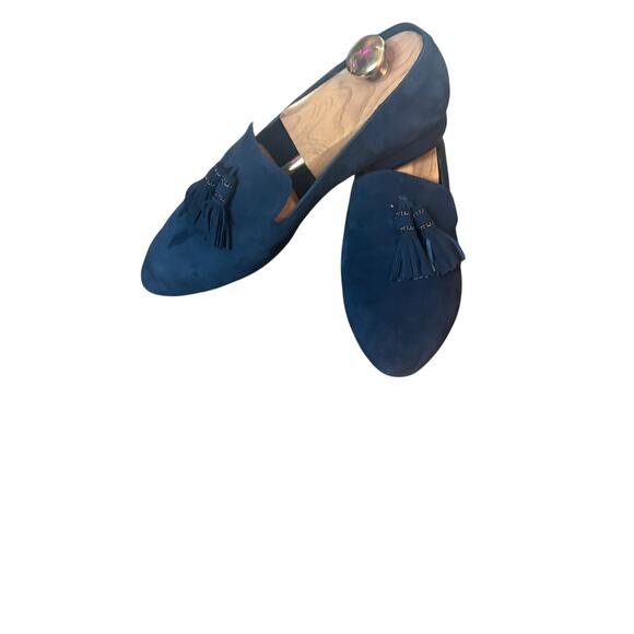 Karl Lagerfeld Paris Navy Blue Suede Tassel Loafers sz 9 - Picture 2 of 13
